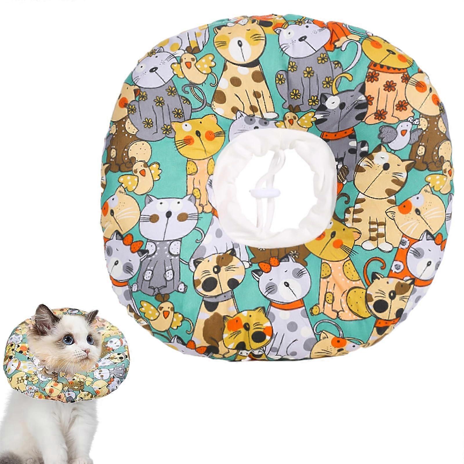 Adjustable Cat Collar for Post-Surgery Recovery, Soft Protective Neck Collar for Small Cats, Wound Healing Aid