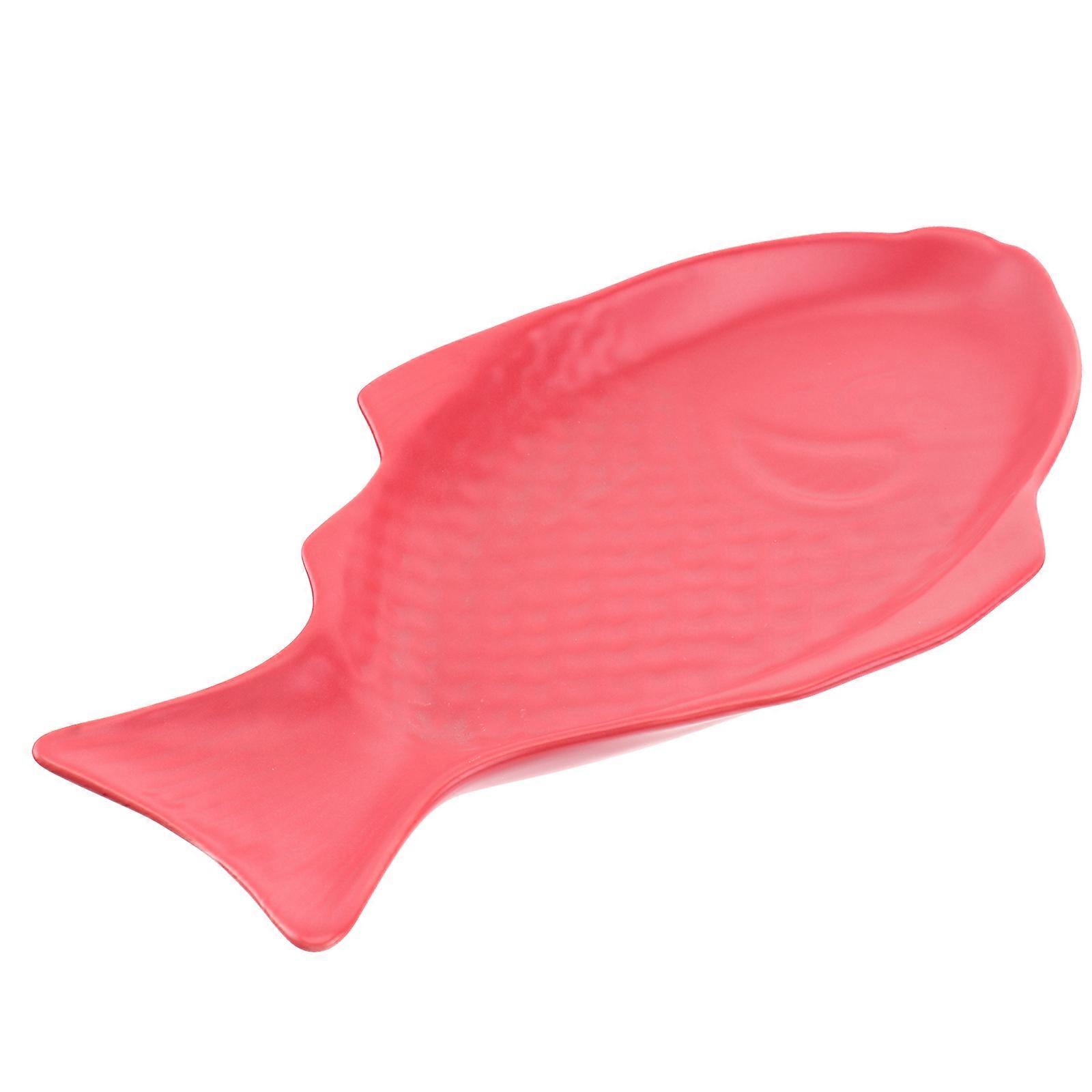 Serving Platter With Handles Fish Shape Red 11inch Ceramic Tableware For Weddings 1PC