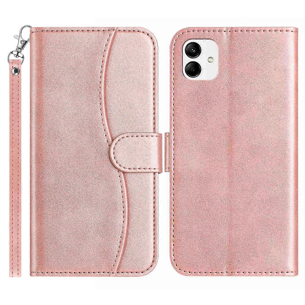For Samsung Galaxy A07 Stand Case PU Leather Wallet Phone Cover S Shape Stitching Design with Strap