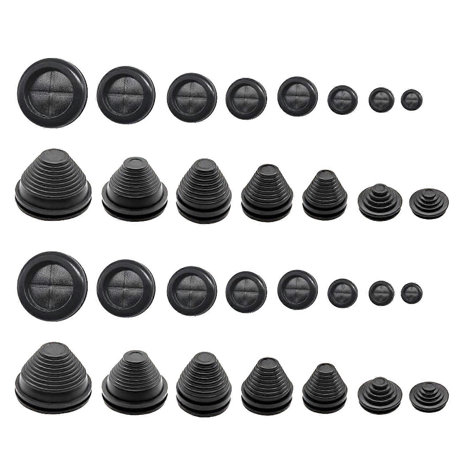 30Pcs Rubber Grommets Kits Tower and Round Double Sided Rubber Hole Plugs Firewalls Solid Closed Hole Plug Enduring Multicolor