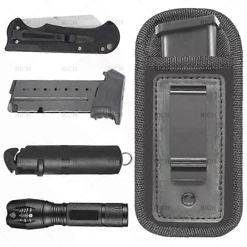 Magazine Pouch Holster Concealed Pistol Carry Case Outdoor Mag Waist Belt Pouch with Clip for Glock 17 19 1911