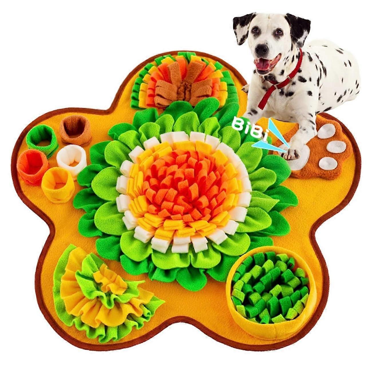 Snuffle Mat for Dogs, Odour Training, Slow Feeding Mat, Puzzle Training Toy For Large And Medium Puppies, Flower Shape