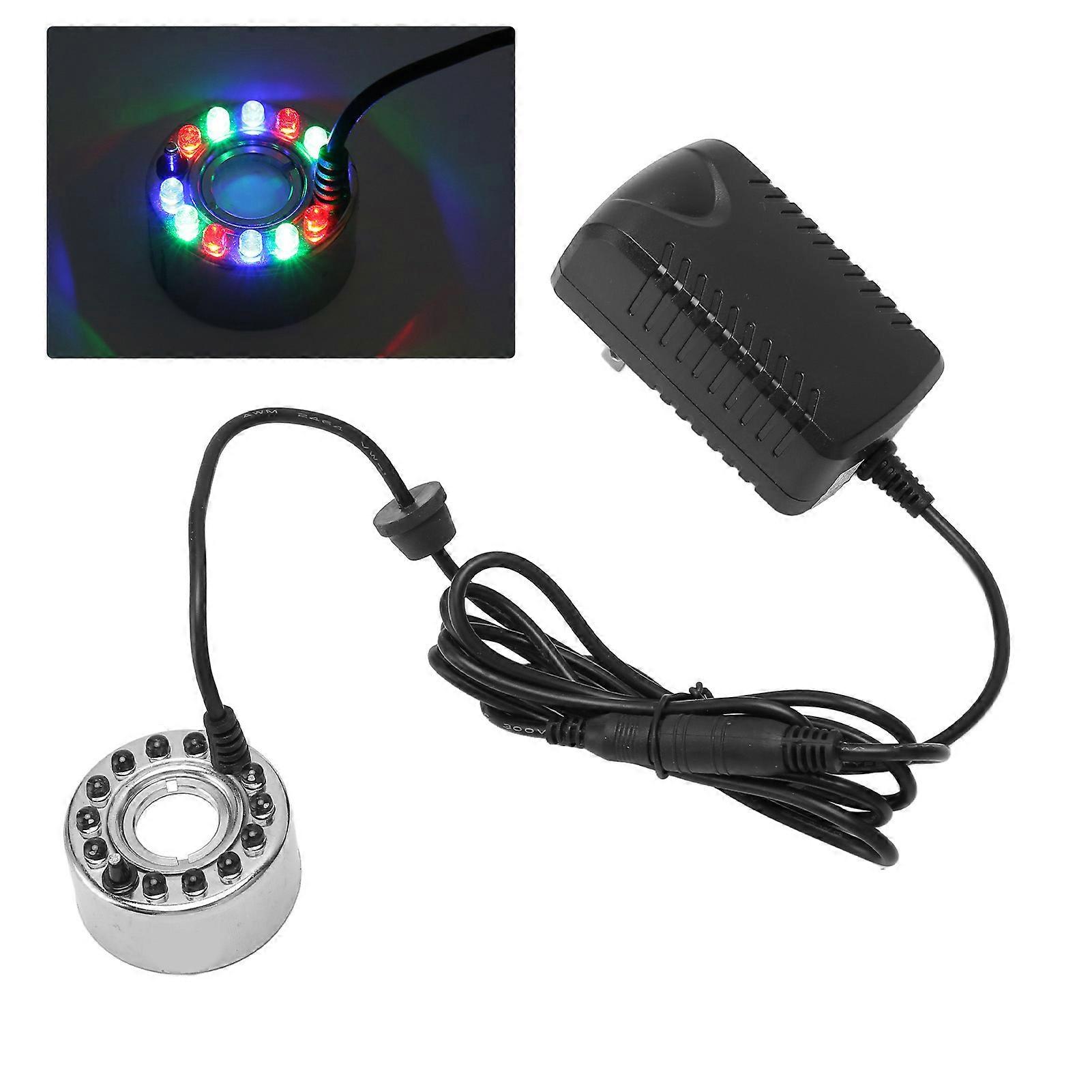 Mist Maker Fogger Humidifying Cooling Safe Water Pond Fountain Fogger with 12 Color Changing Lights