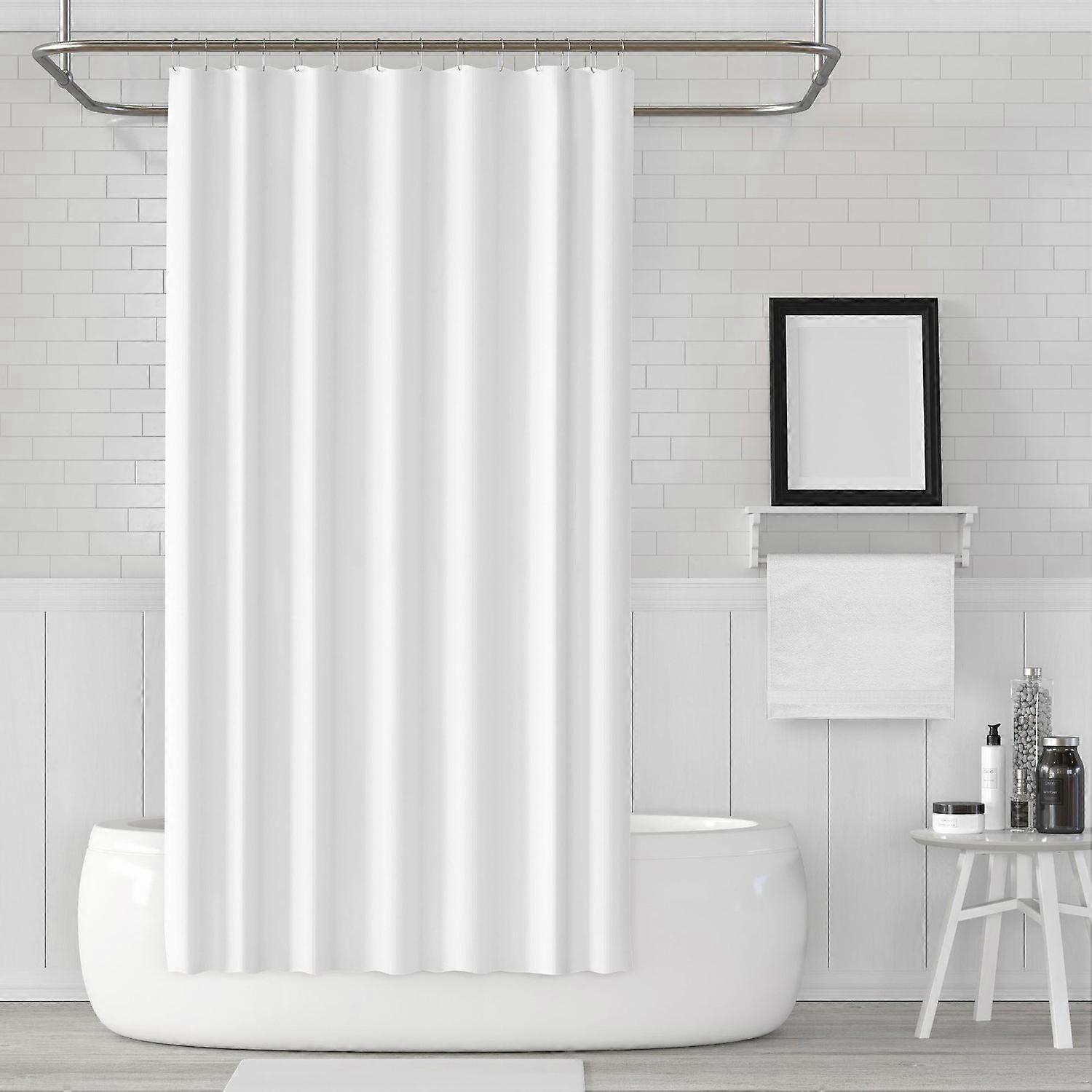 Shower Curtain, White Waterproof And Mildew-Proof Fabric Shower Curtain, Machine Washable