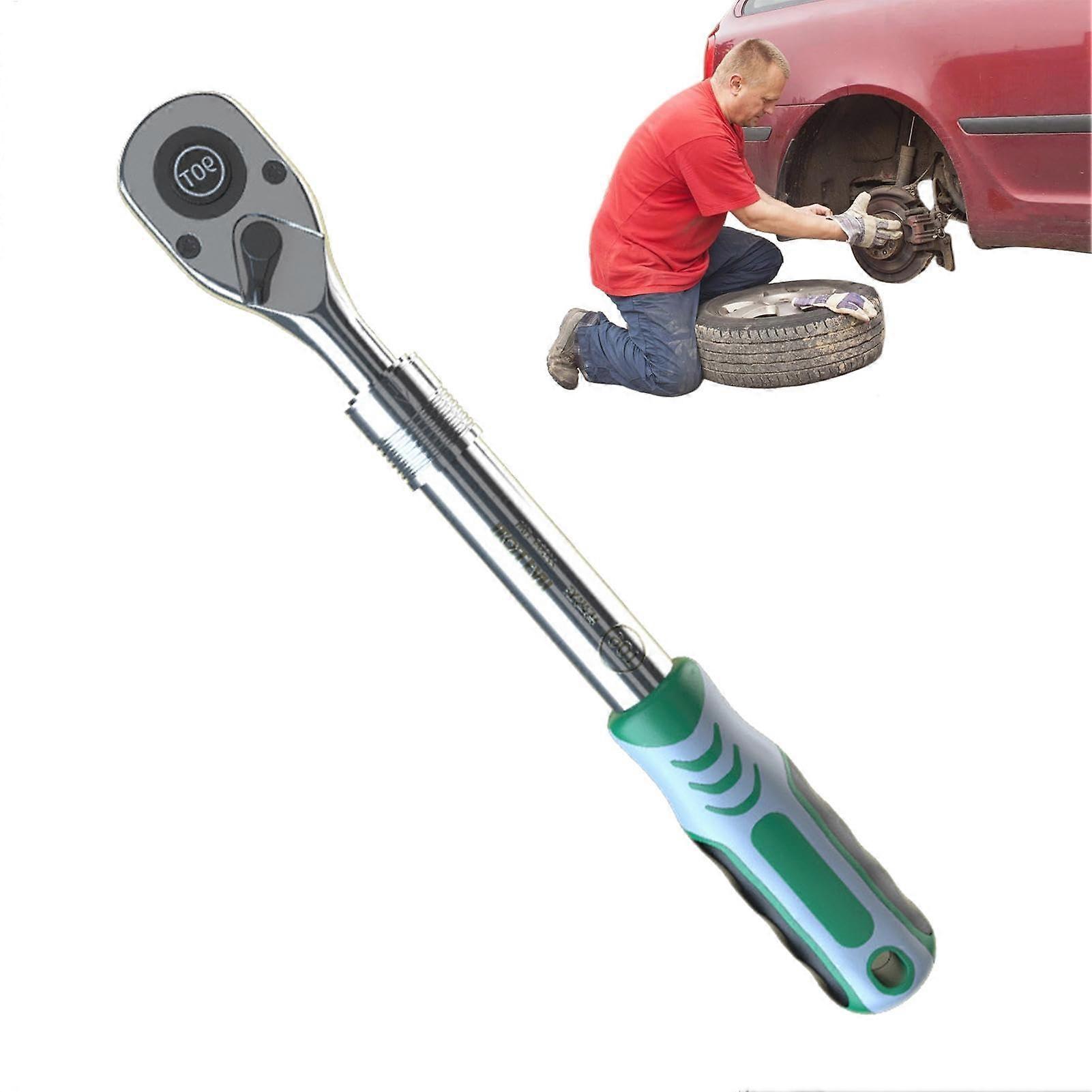 Retractable Ratchet Wrench Extendable Socket Tool, 90-Tooth, Reversible Hand Tool, 1/2-Inch Drive, 12.7 mm, Auto Repair