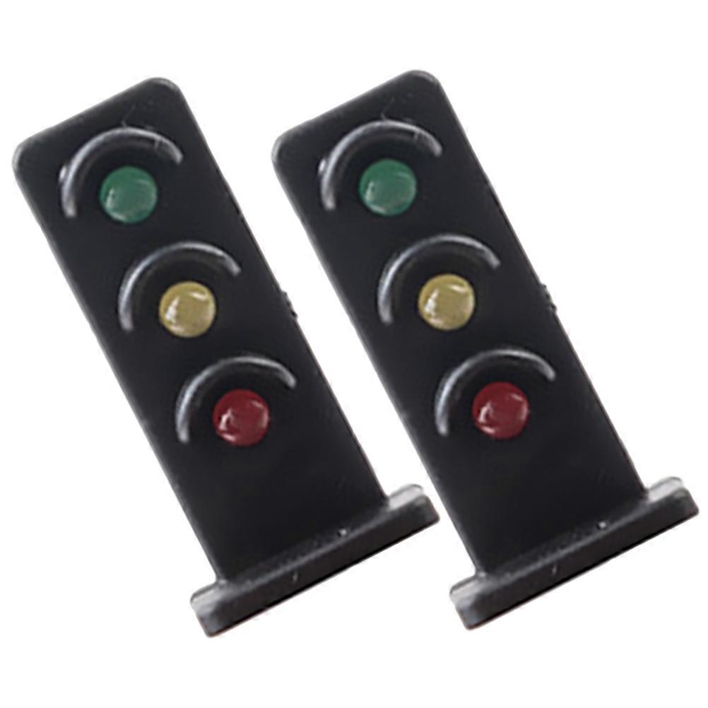 2pcs Miniature Luminous Railroad Light Decorative Sand Tabletop Train Light