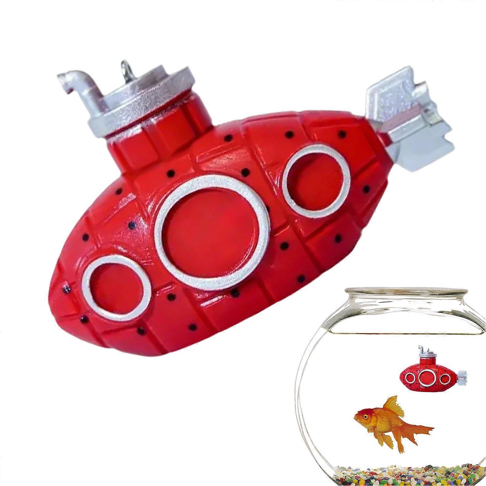 Aquarium Submarine Floating Decoration, Small Cute Fish Toy for Betta, Goldfish, and Shrimp Hideout, Durable Resin Material