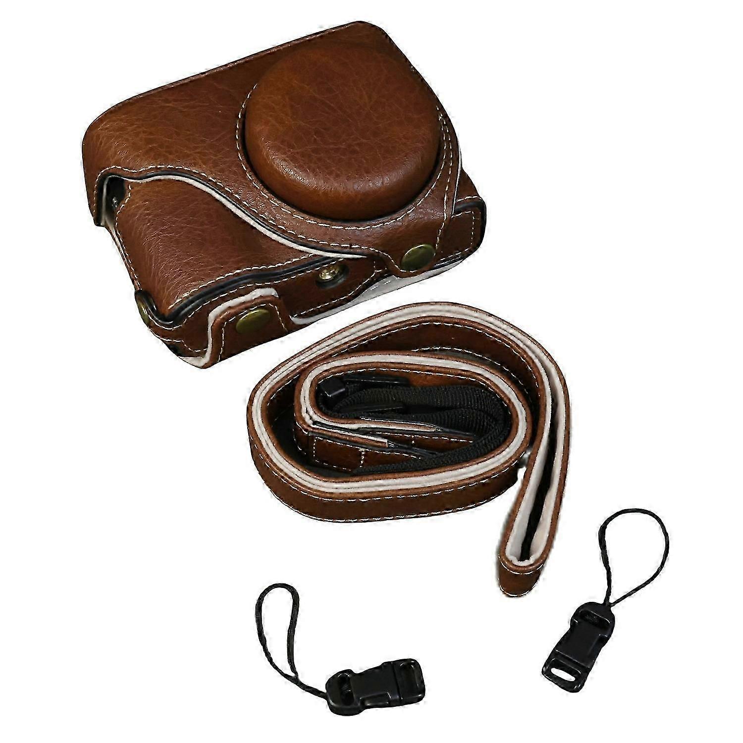 Panasonic Lumix DMC-ZS99 DMC-TZ99 Kamera Çantası Buffalo Doku PU Deri Koruyucu Kapak ile S