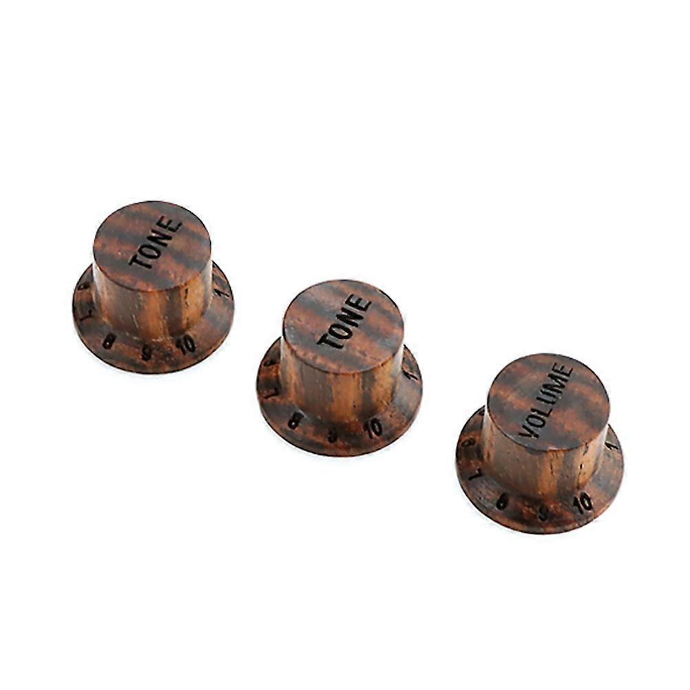 Tone Control Knob For Electric Guitar Bass Made Of Wood Alloy 2T1V Design Practical And Durable 3Pcs