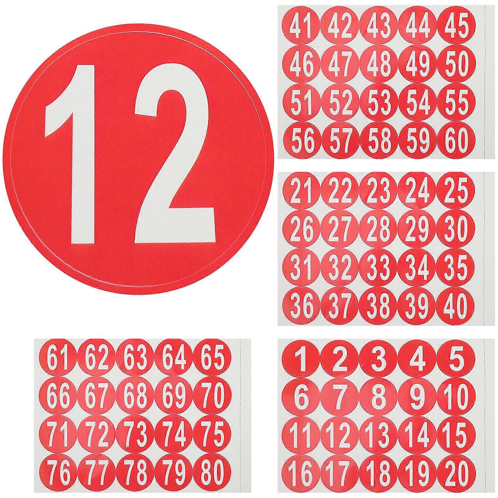 Self-Adhesive Number Stickers Mini Dot Round Numbered Stickers For Table Storage Gyms 4 Sheets