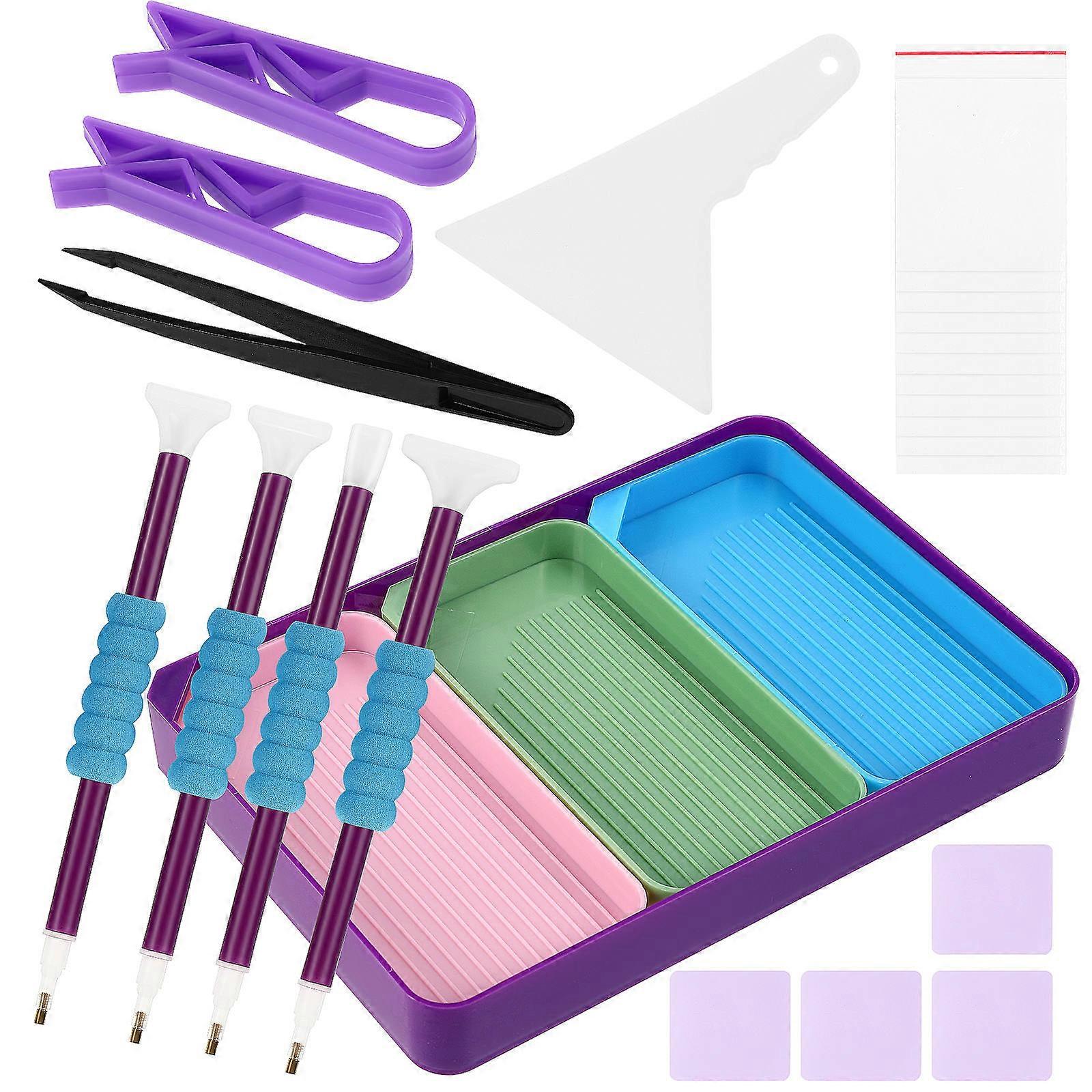 Diamond with Sorting Tray and Rhinestone Plate, Durable Plastic Craft Supplies with Ergonomic Dotting Tools for Precise Bead Placement