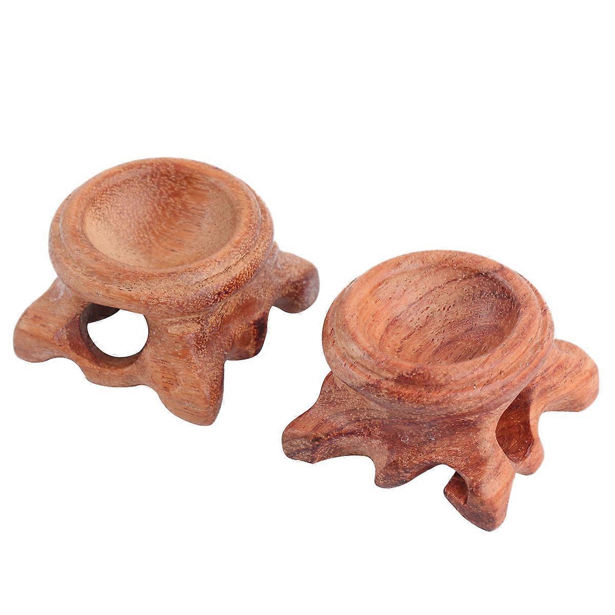 Brown Synthetic Crystal Ball Stand for Home Decor with Concave Design 2 Pieces Size 2