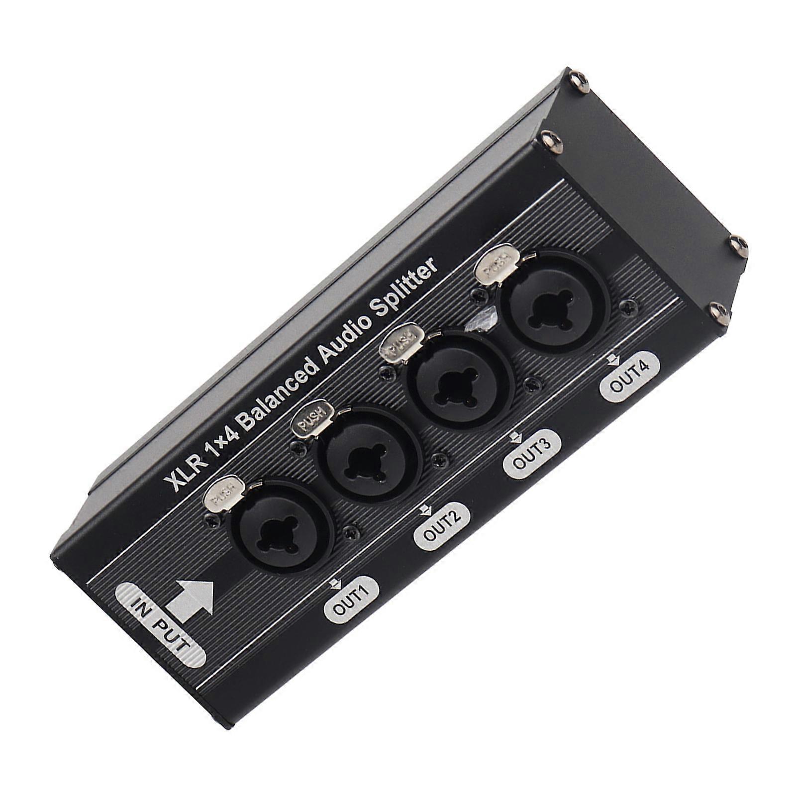 6.5mm 3Pin Balanced Sound Splitter 1 Input 4 Output Sound Splitter Box Distribution for Studio Recording Conference Multicolor