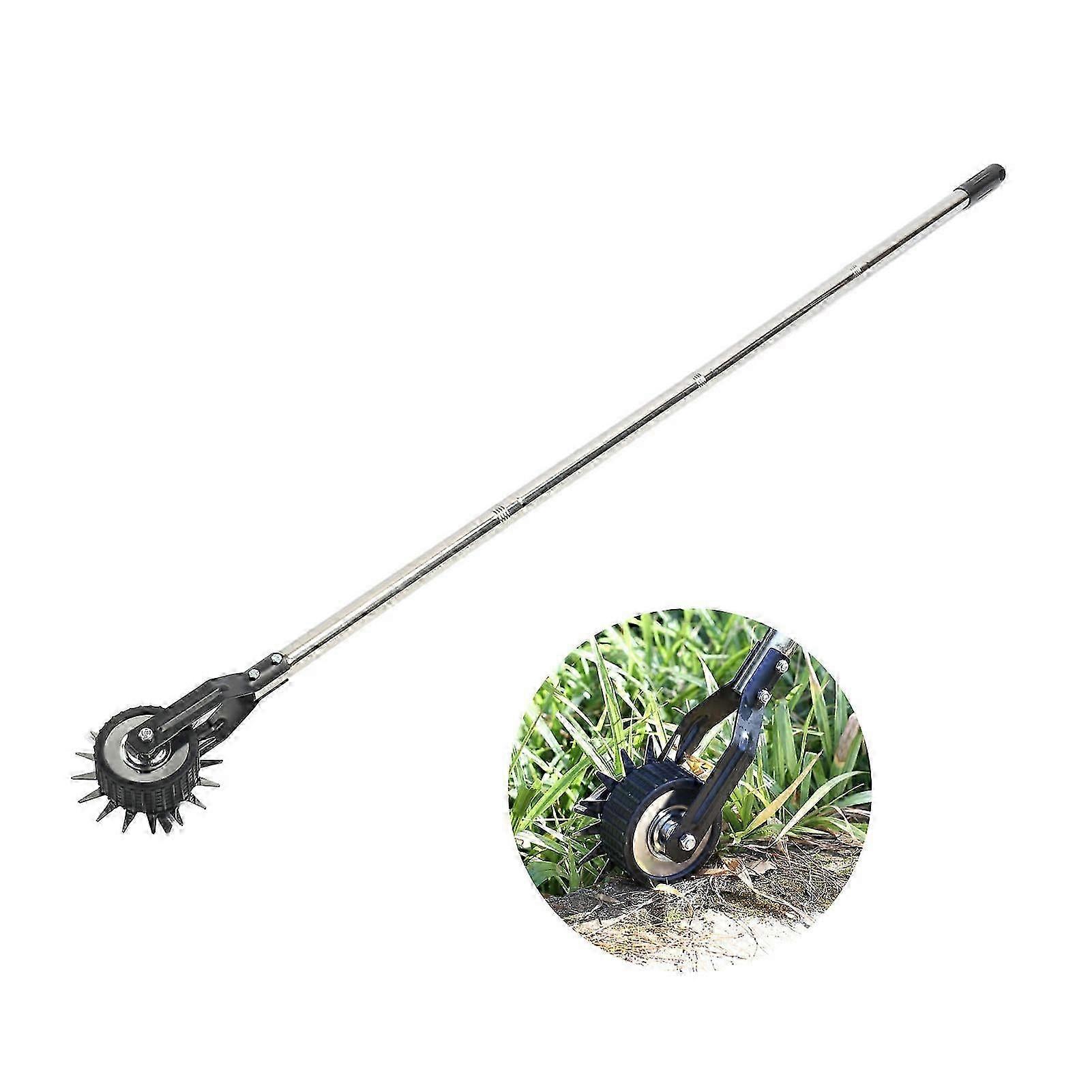 Rotary Lawn Edger With Single Wheel Manganese Stainless Steel Manual Lawn Edging Cutter With Handle For Yard Garden Landscape Sidewalk 4 Section 171c