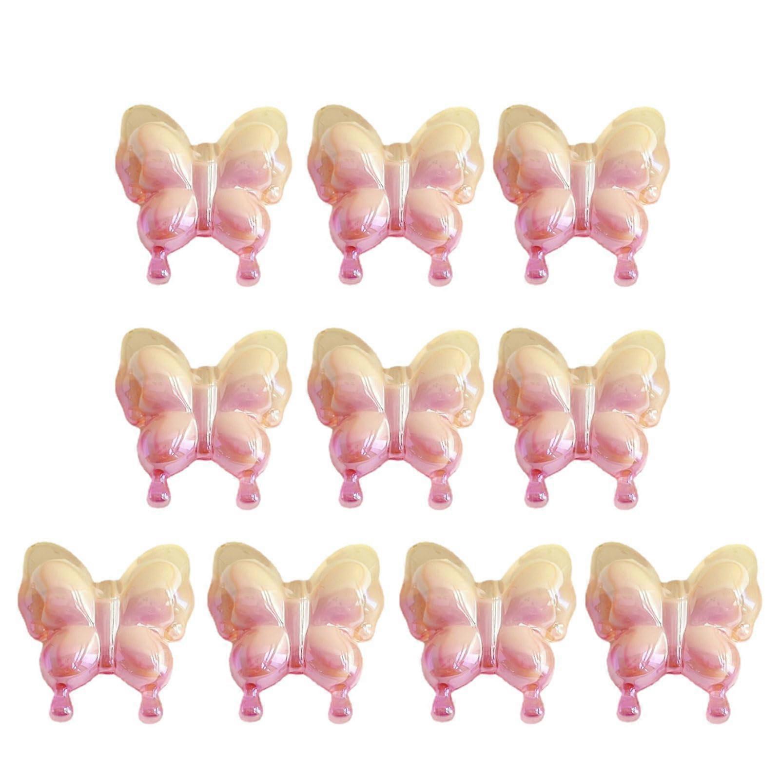 10pcs Early Education Acrylic Gradient Butterfly Scattered Beads Color Loose Beads Phone Bracelet Accessories Materials