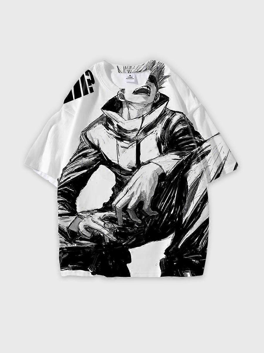 T-shirt round neck Character Pattern loose short sleeve P3012