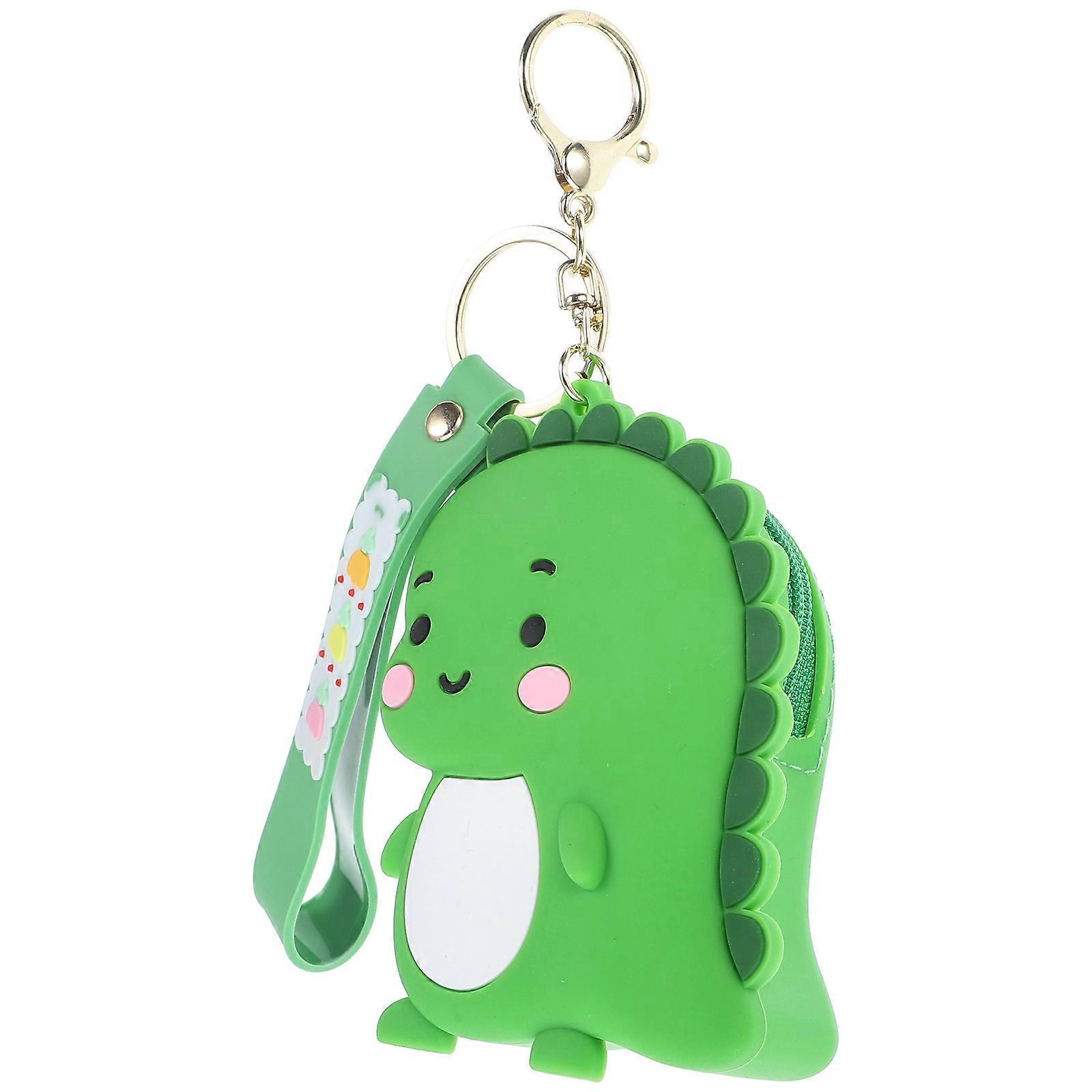 Cute Dinosaur Shaped Silicone Coin Purse with Detachable Strap for Storage Use Green 3.5 x 2.5 inches
