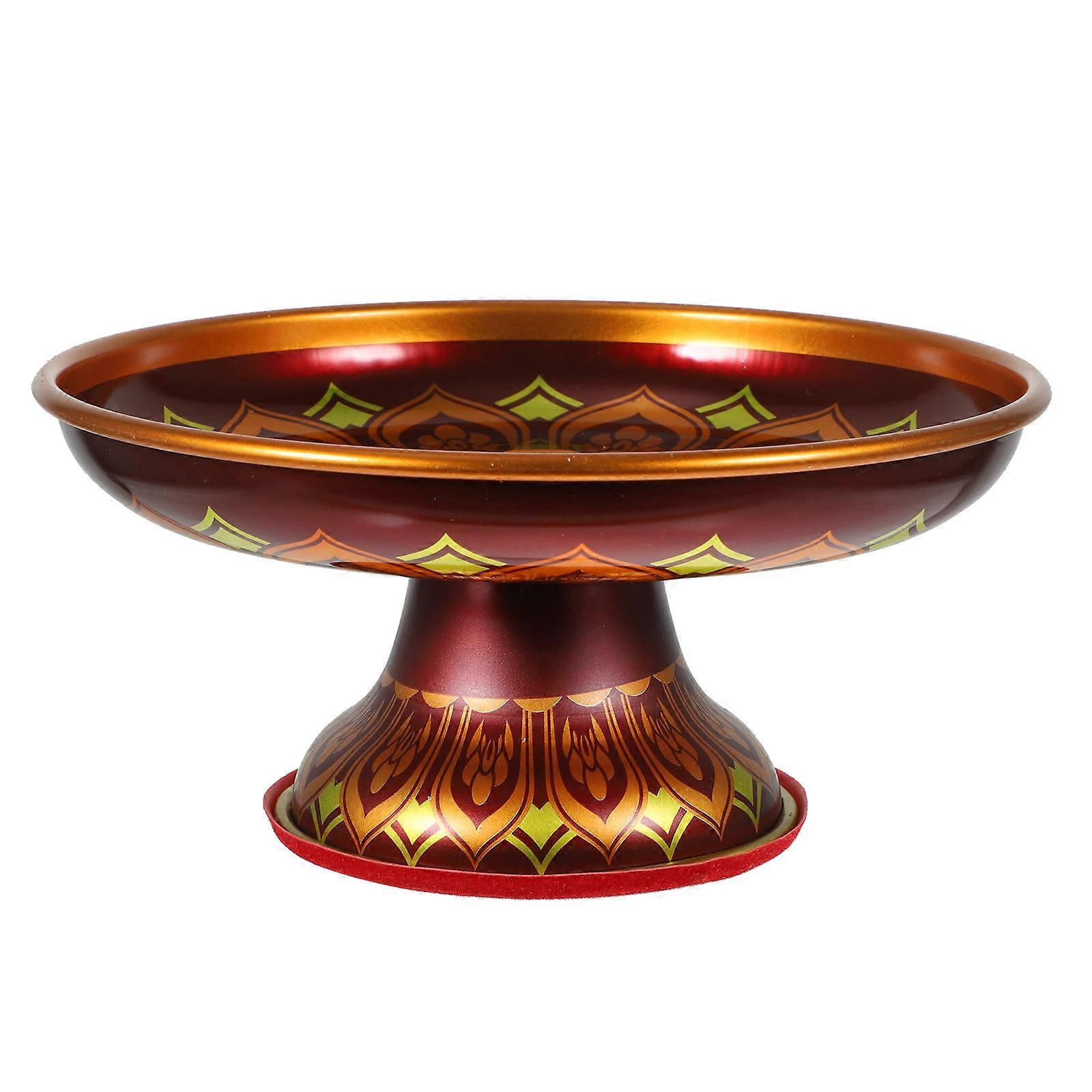 Snack Serving Platter Classic Buddha Temple Style Red Alloy 1Pcs
