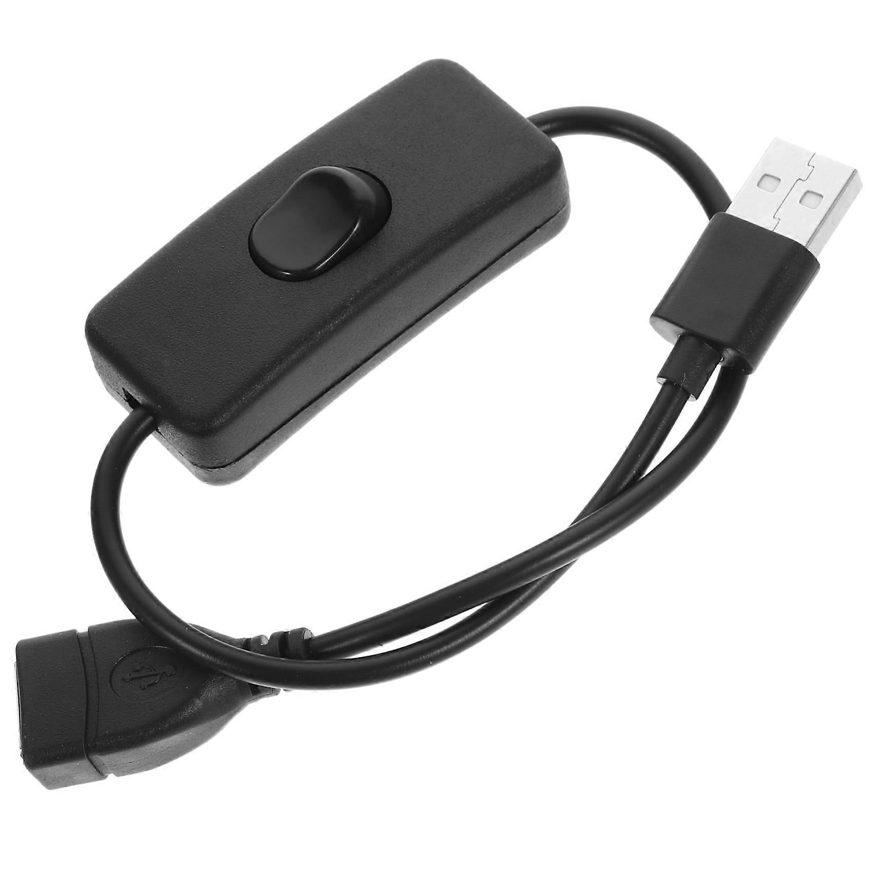 4 pieces USB extension cables with switch, black, for LED lamps and small devices, portable for office, dormitory, and hotel rooms.