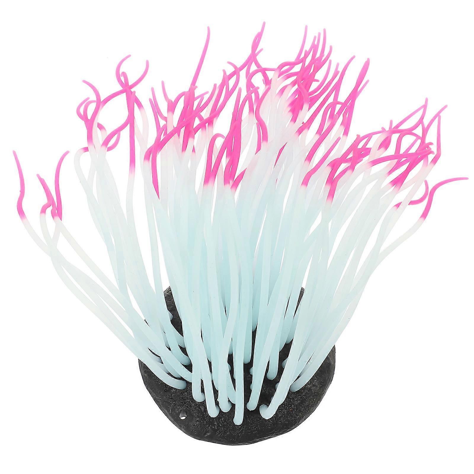 واقعية شقائق النعمان البحرية تمثال تحت الماء حوض السمك ديكور الوردي سيليكون 1 مجموعة