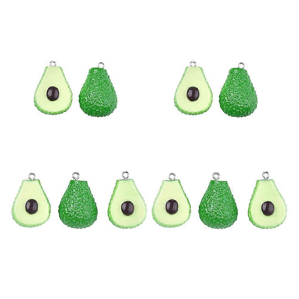 Vegetable Jewelry 10Pcs Avocado Pendant Accessories For DIY Projects 3x2cm Green Resin Ideal For Craft Enthusiasts