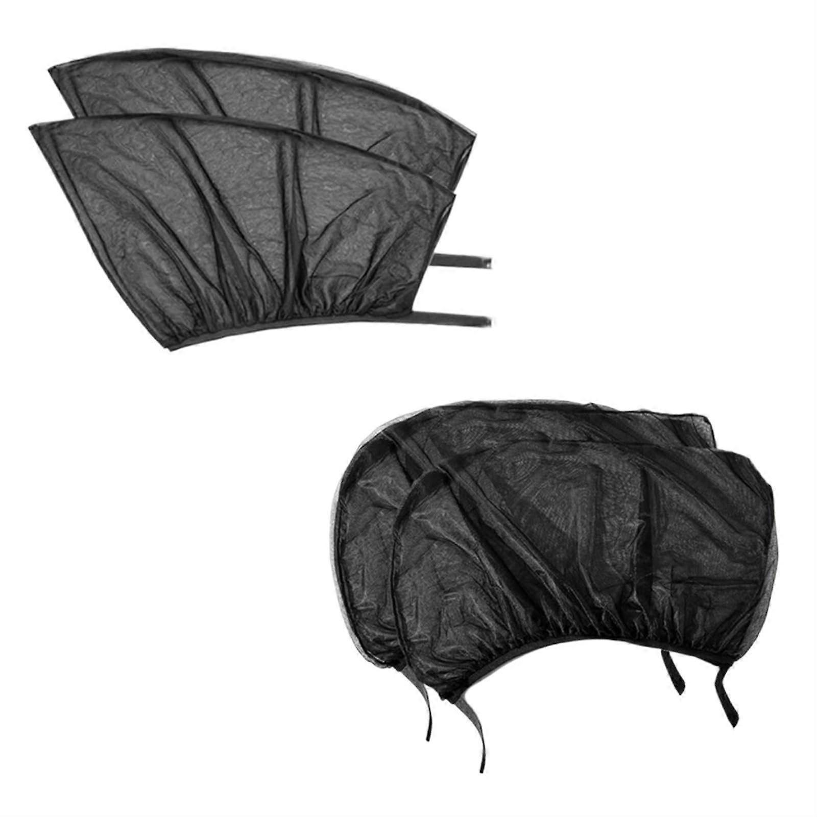 Auto Sunshade for Car Windows - UV Protection Front and Rear Side Window Mesh Curtain, Anti-Mosquito, 4-Piece Set