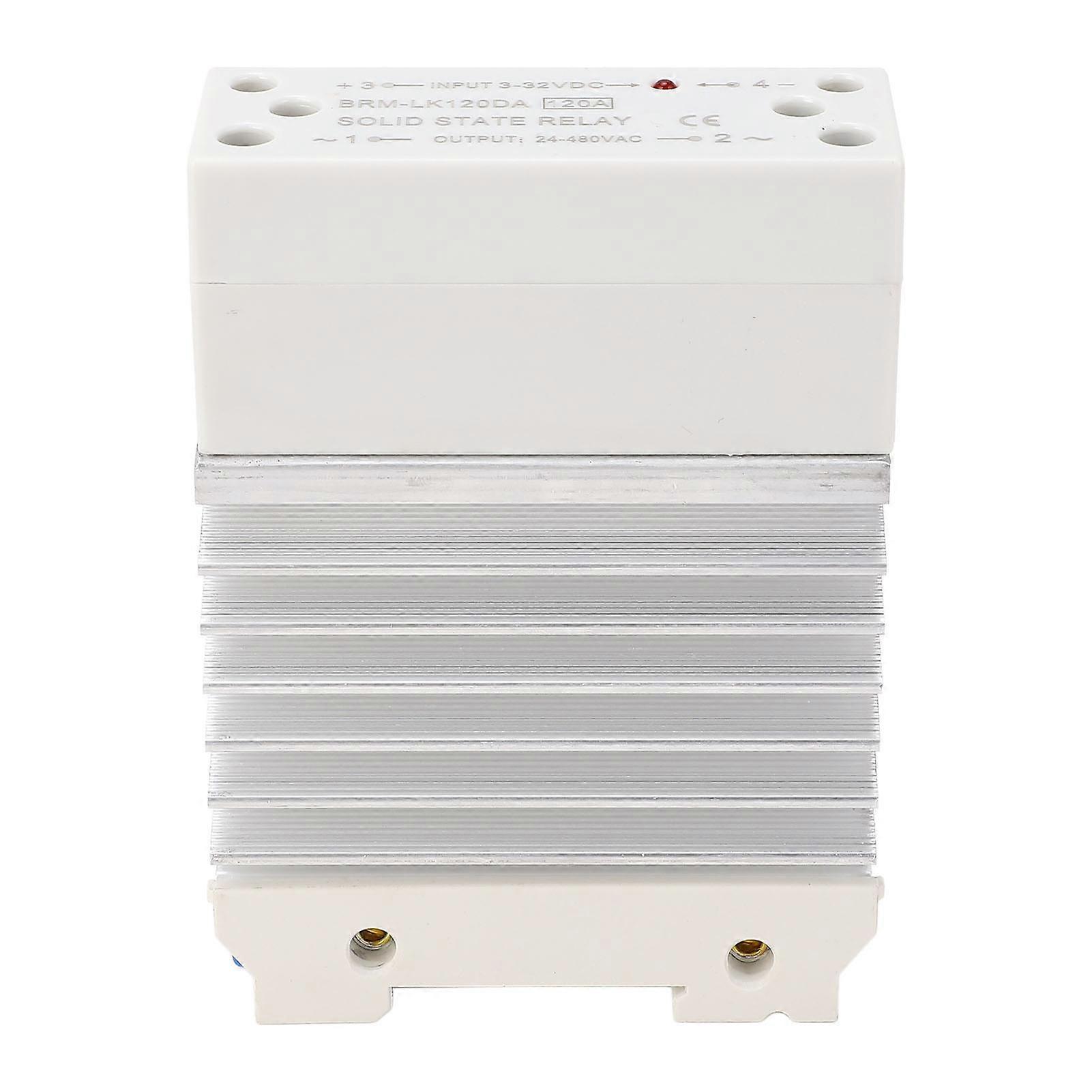 DC to AC 120A Single Phase SSR Module with Heat Sink, 3 - 32VDC Input 24 - 480VAC Output