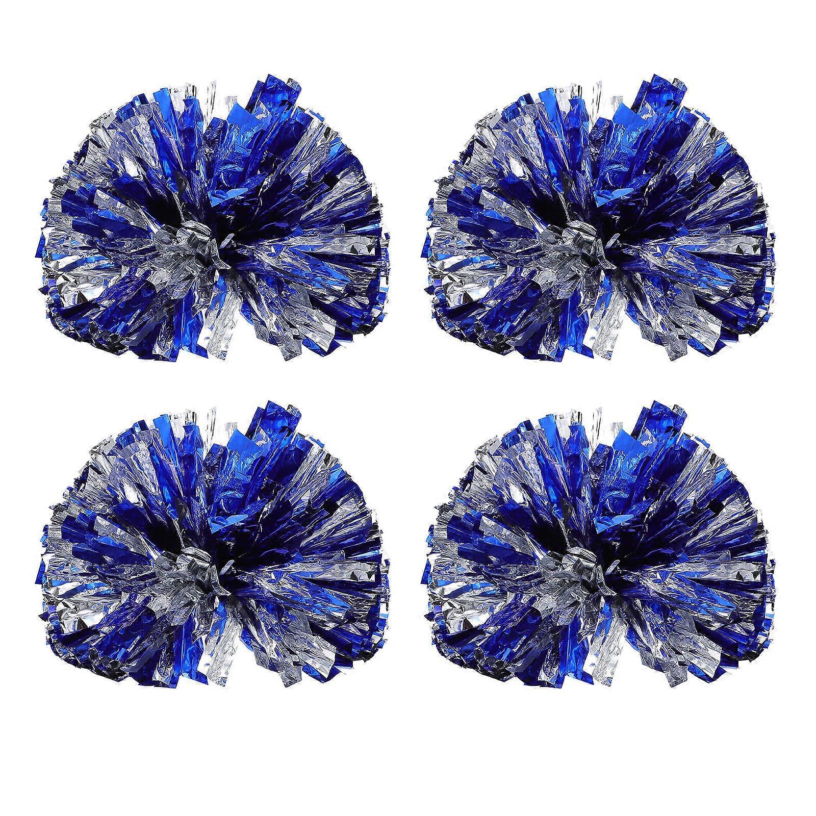 Portable Cheerleading Hand Flowers Pom Poms for Sports Events Performance Use Blue 4pcs
