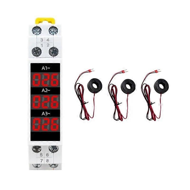 Din Rail Mount 3 Phase Ampere Meter Mini Modular Current Meter