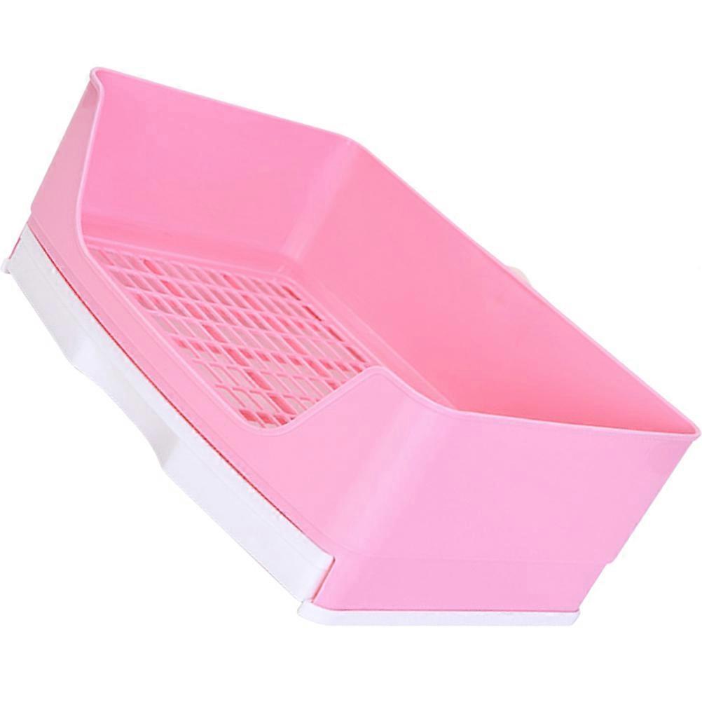 Large Rabbit Litter Box with High Fence – Easy Clean Detachable Durable Plastic Pet Potty for Guinea Pigs, Rabbits, and Small Animals – Pink