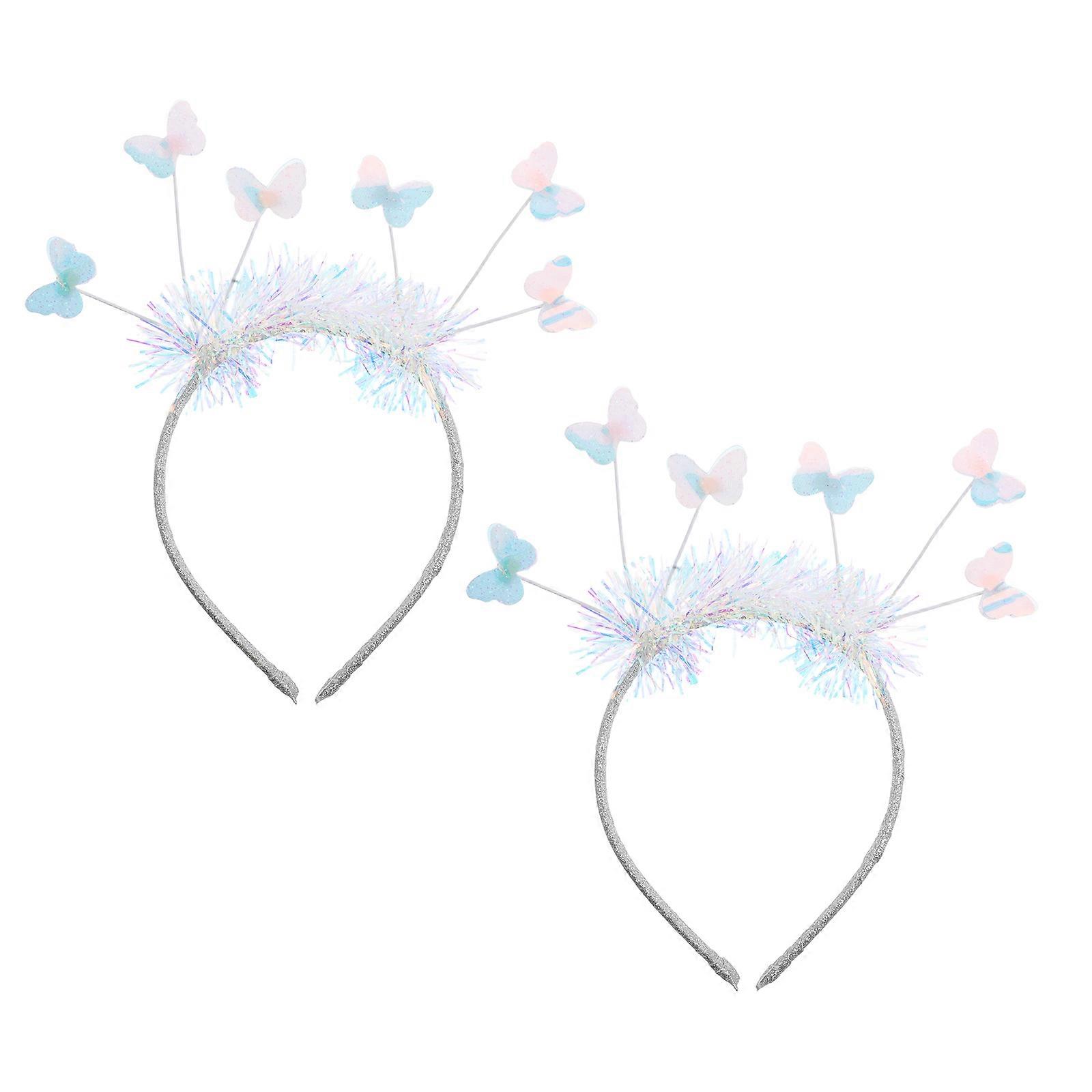 Butterfly Sequin Headbands 2Pack For Kids Sparkly Hair Accessories For Girls Party And Role-Play 21X19.5CM