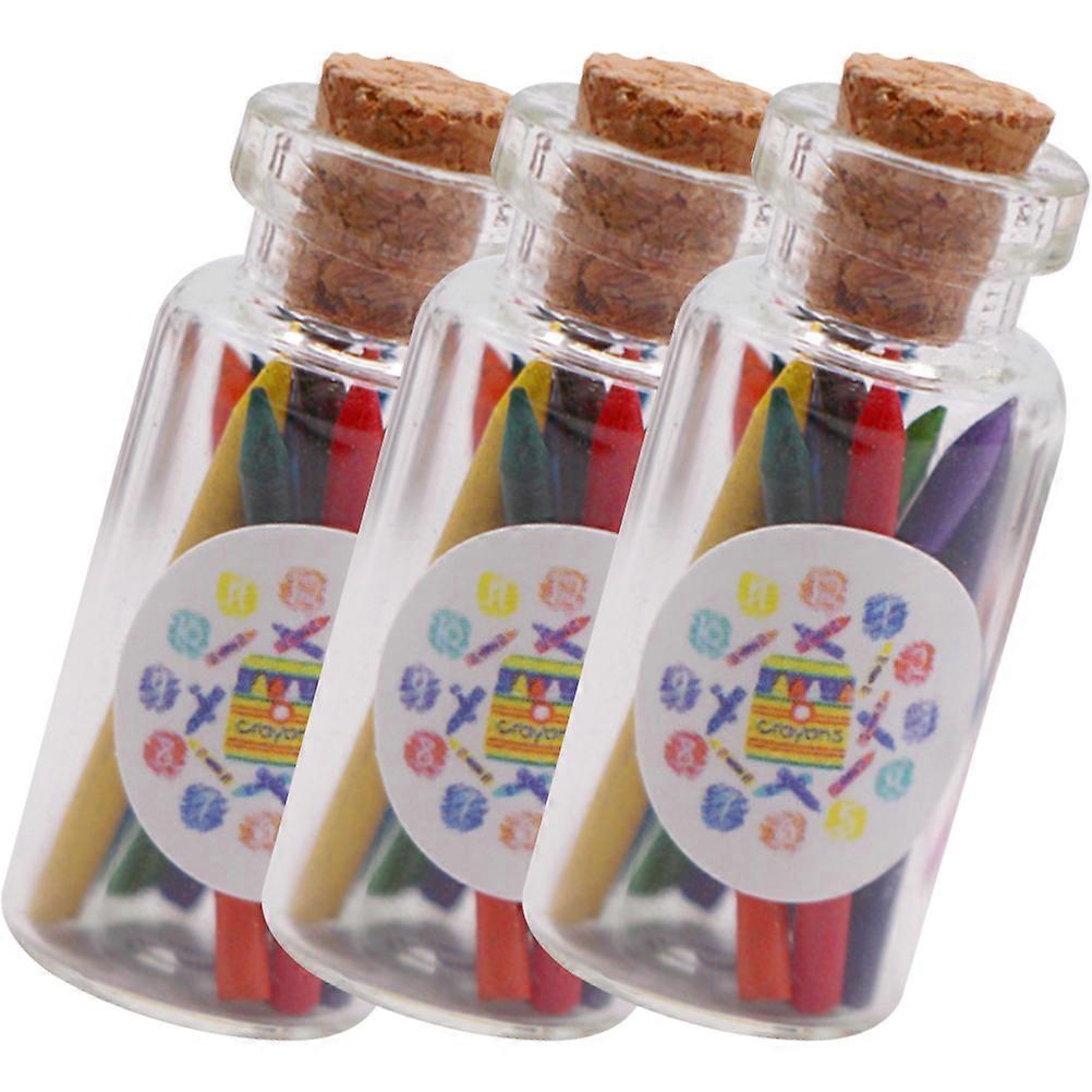 3 Set Miniature Bottled Crayons for Decoration with and Durable Design Glass Plastic