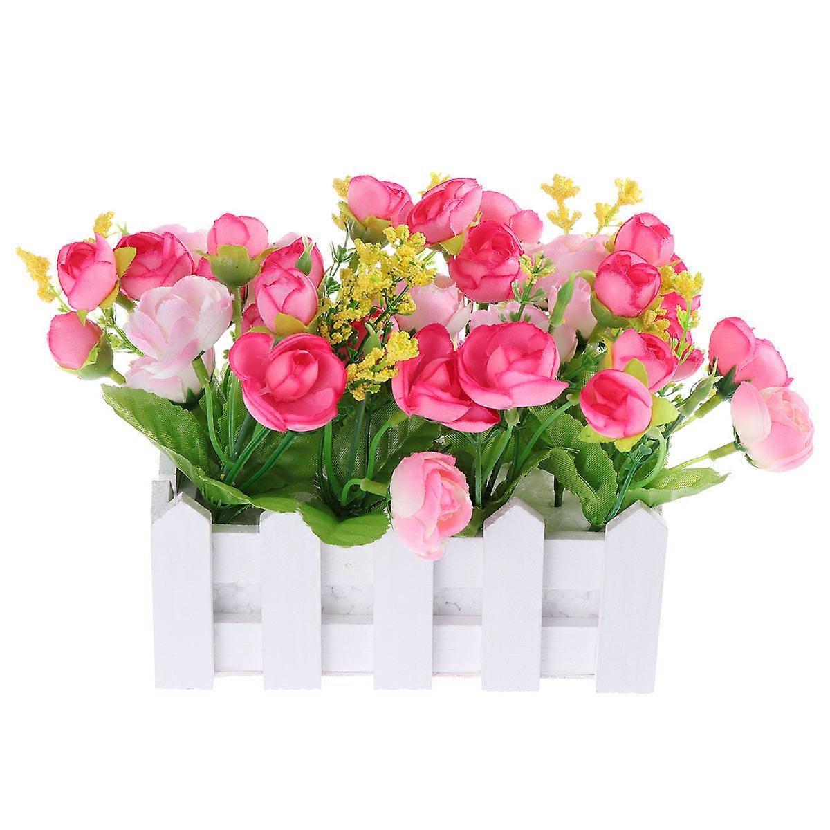 Pink Artificial Flowers for Home Decoration Fabric and Wood Arrangement Relaxation 16cm