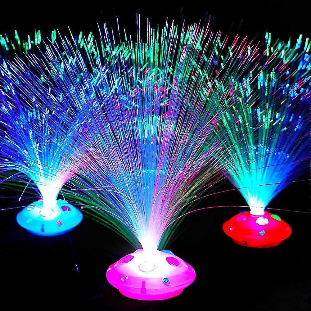 Fiber Optic Lamp Color Changing LED Light with Chrome Base for Table and Home Decor