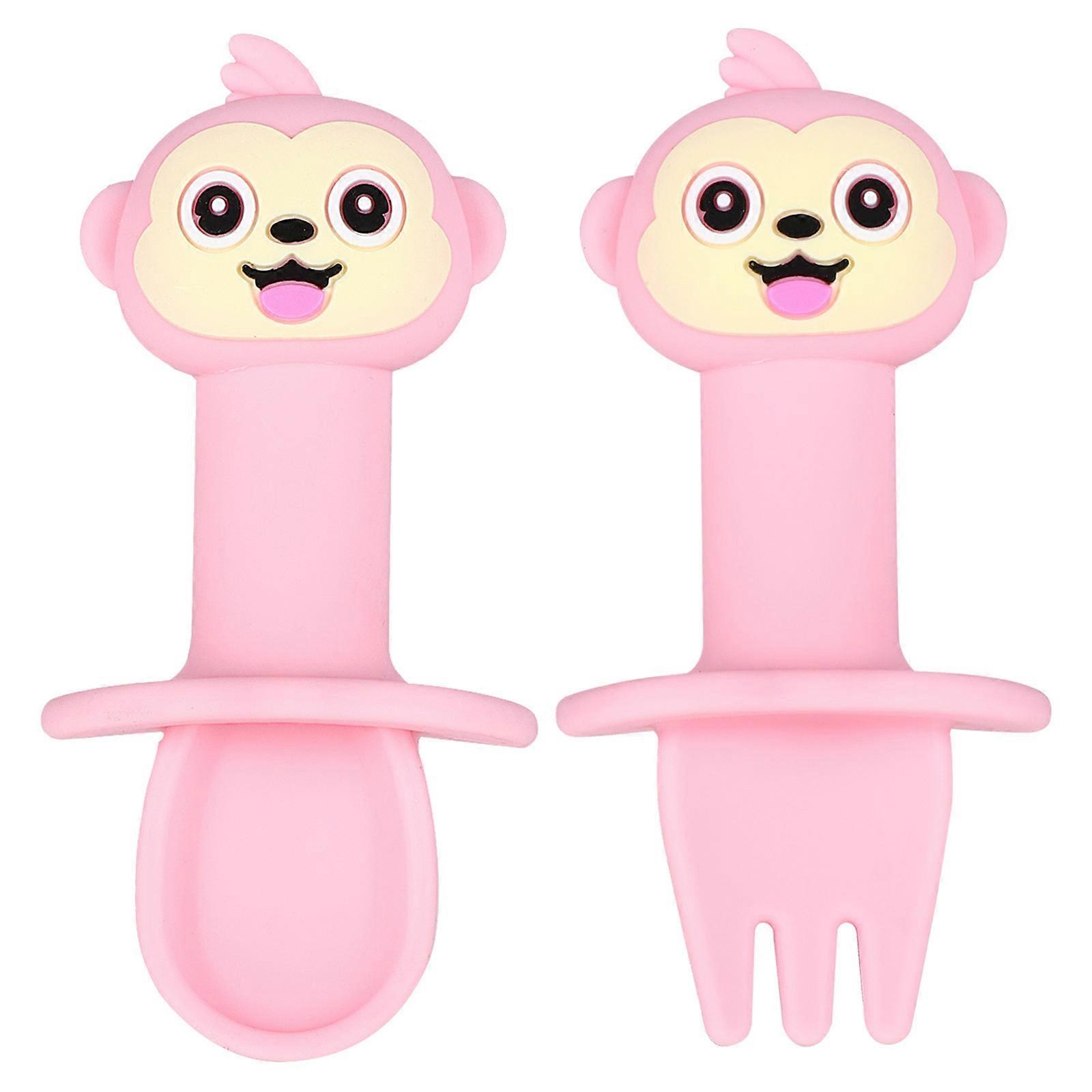 Children's Cartoon Tableware For Infants And Toddlers Including Short Handle Fork And Spoon Sets 2Pcs