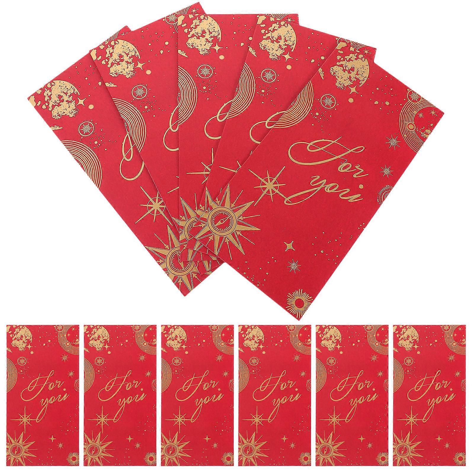 Spring Festival Paper Red Envelope Money Storage Pouch 20Pcs Vertical Dark Red Standard Design Gift Giving