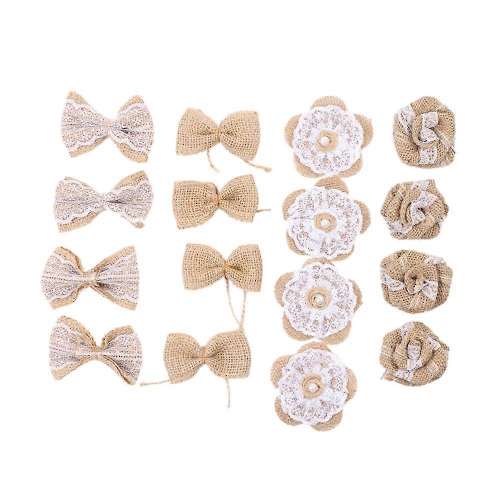 Rought Texture Jute Flower Decor for Party DIY Craft Festival Assorted Color Elegant and Beautiful 16 Pcs