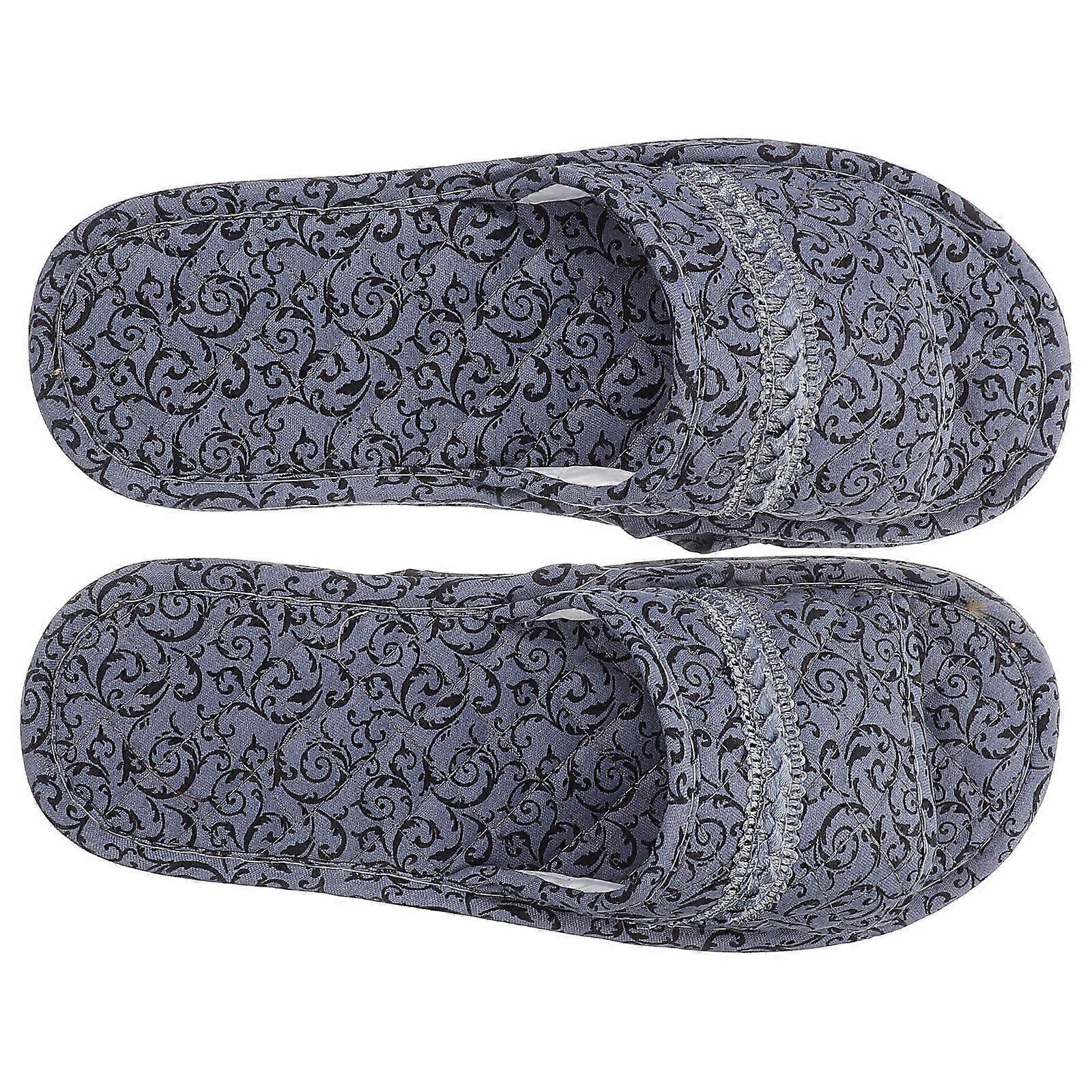 Portable Slippers Soft Fabric Bottom Travel Slippers Ideal For Men Grey Washable 1 Pair