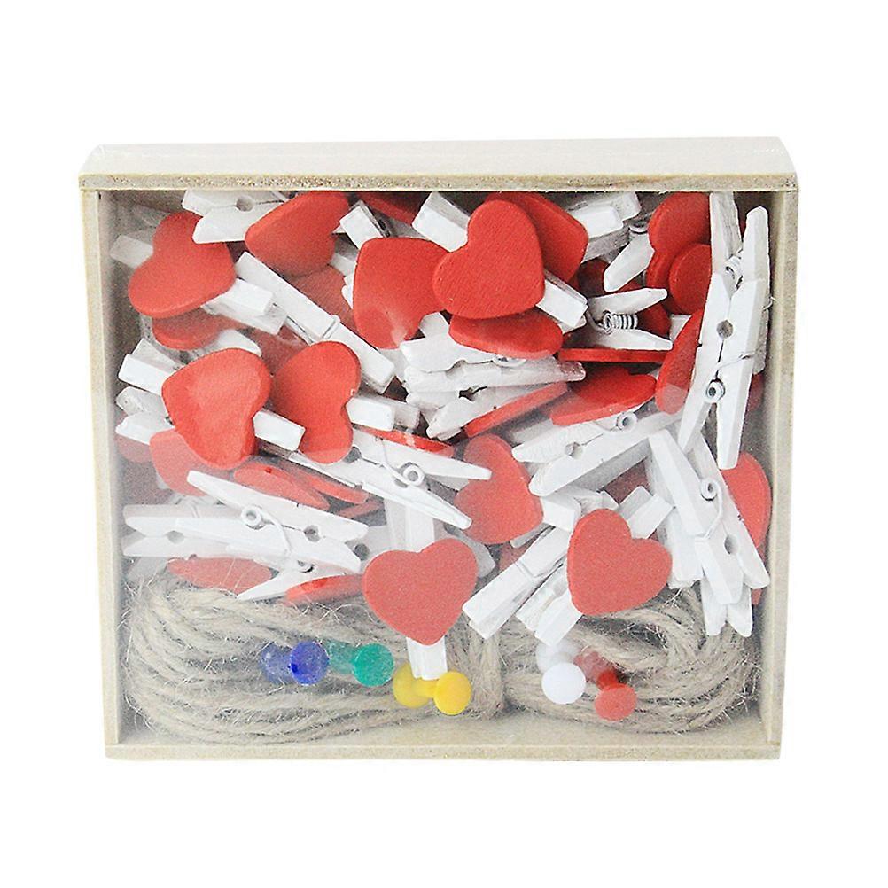 56 Pcs Wooden Clothespins Lovely Heart Shape Photo Paper Pegs Note Clips for Scrapbooking DIY Crafts (3x0.3cm)