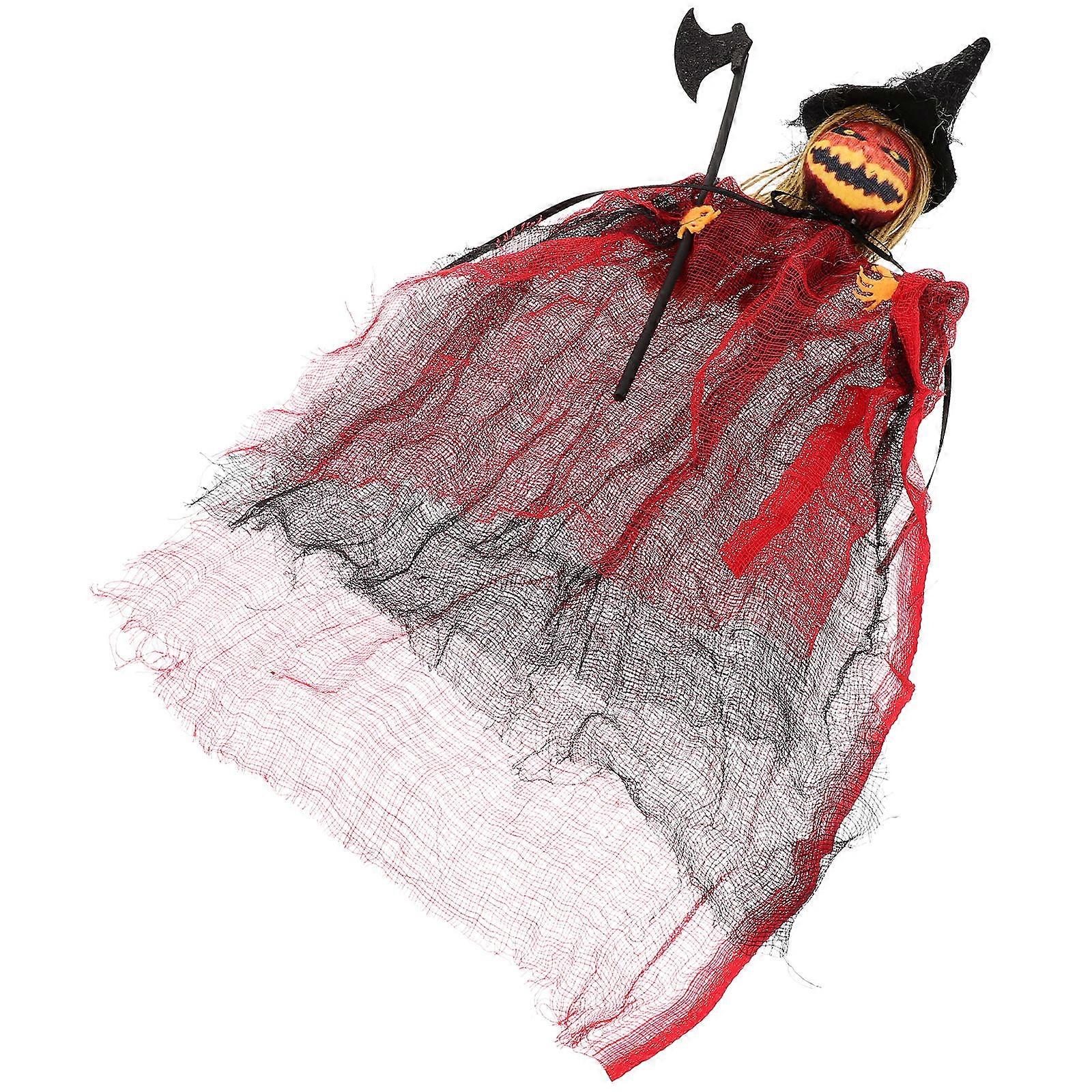 Horrible Ghost Pendant Halloween Decor For Spooky Events Creating Scary Atmosphere In Red Polyester Fabric 1Pcs