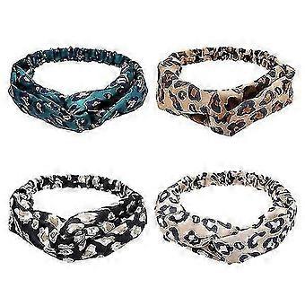 4pcs Vintage Leopard Print Stirnbänder für Frauen - Chic Cross Hair Bänder für