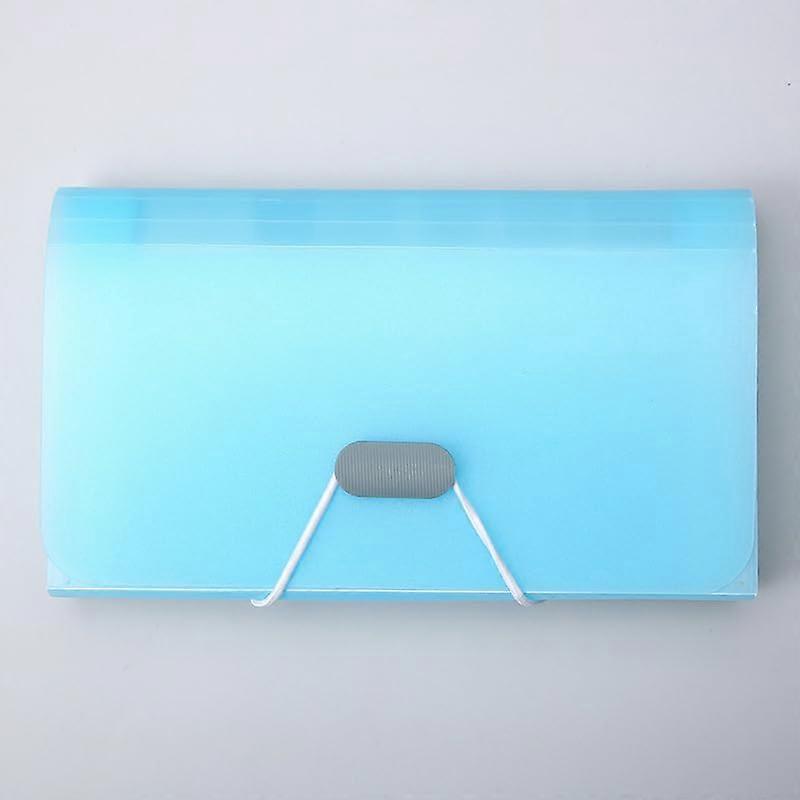 b File folder, 13 compartments, PP wallet organizer for cards, receipts, vouchers, and tickets, blue, 2 pieces
