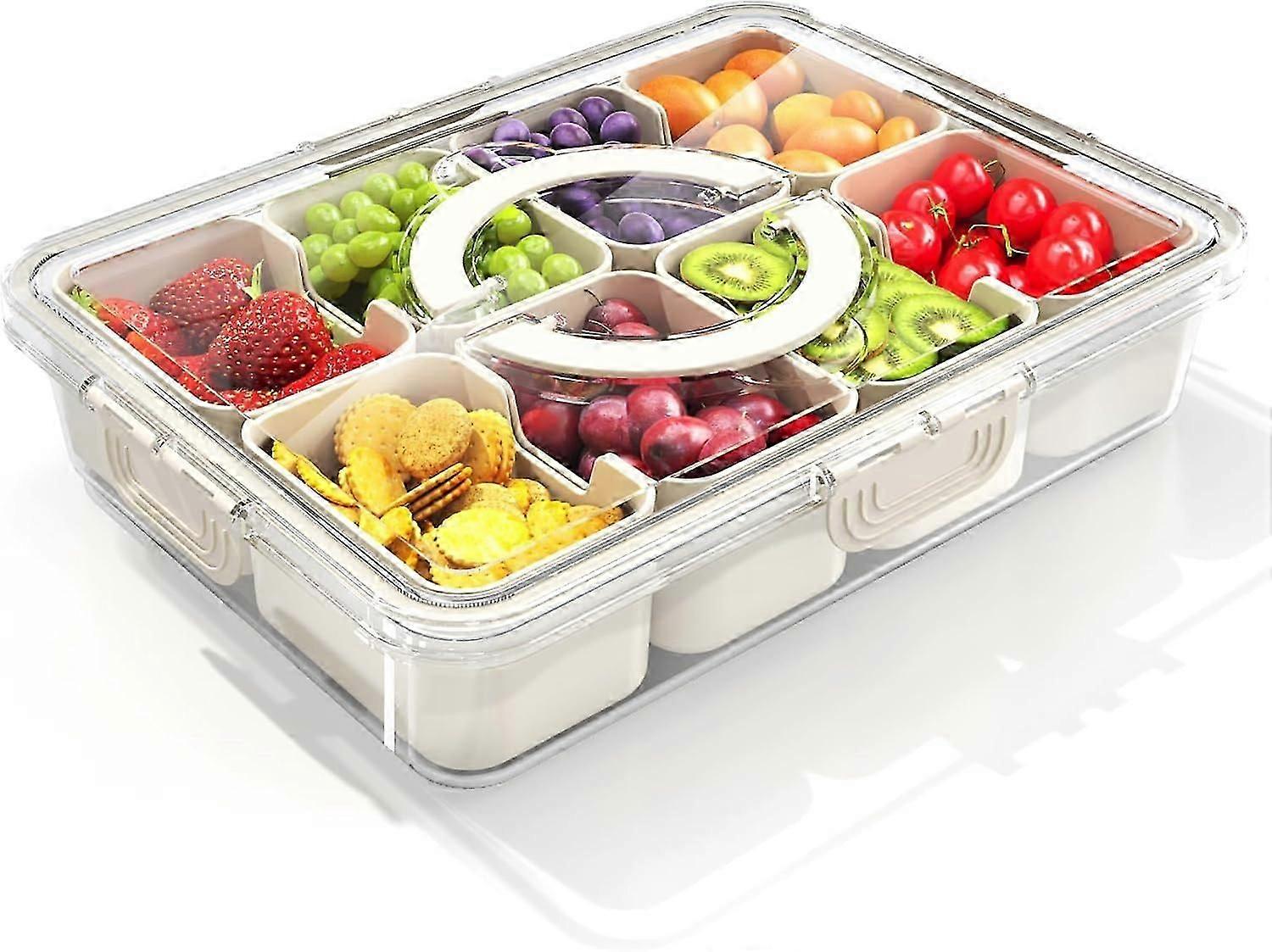 Snackle Box Container, Delt serveringsbrett med lokk og håndtak, Travel Snack Box, Multi-purpose Food Organizer og Oppbevaringsbeholder for Charcuterie