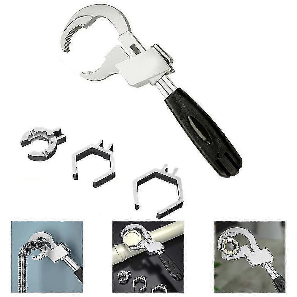 Adjustable double head spanner moon tooth spanner open spanner universal spanner black bath spanner