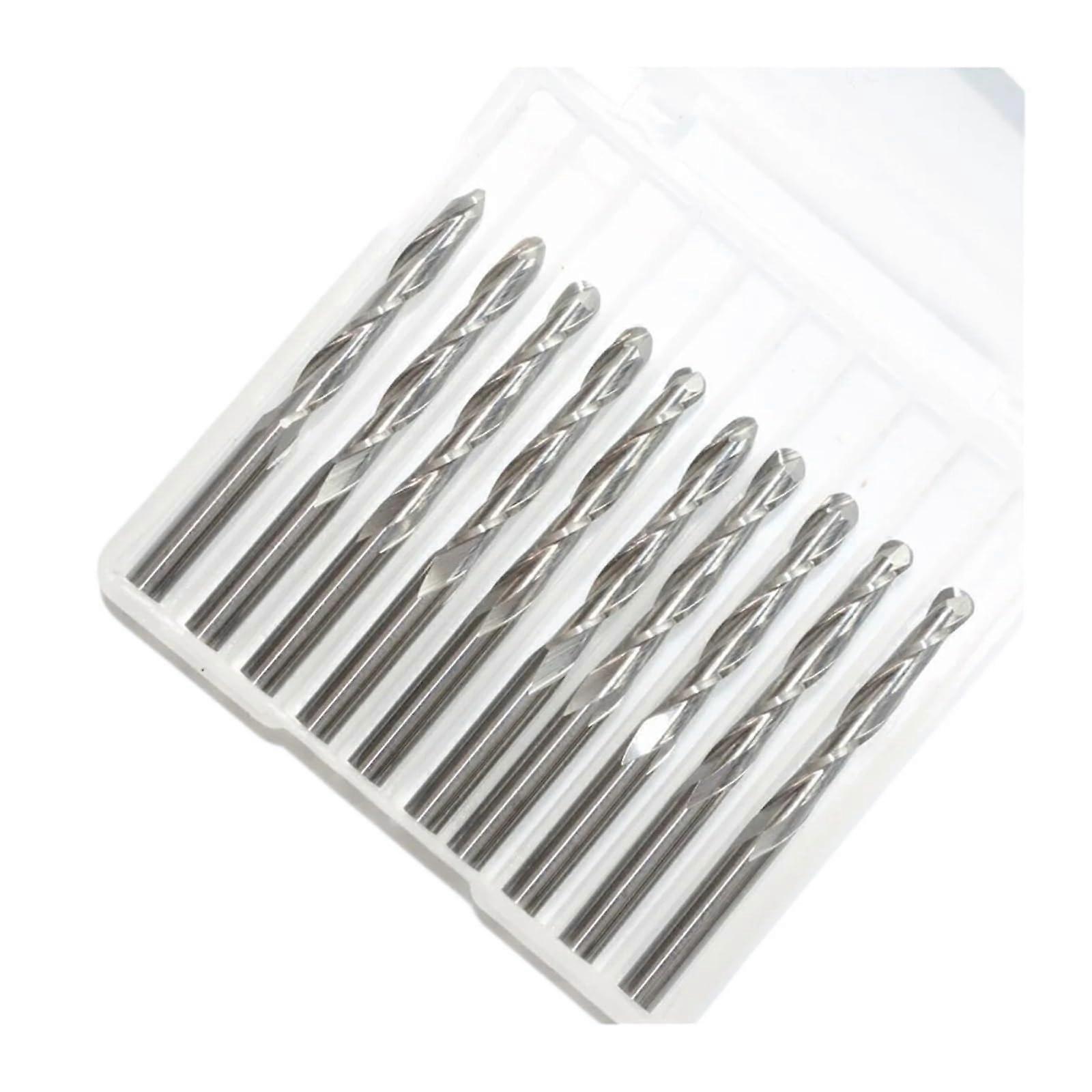Ball Nose End Mills 4mm x 25mm 10-Piece Solid Carbide Tungsten End Mill Set, 2 Flute Woodworking Relief Sculpture