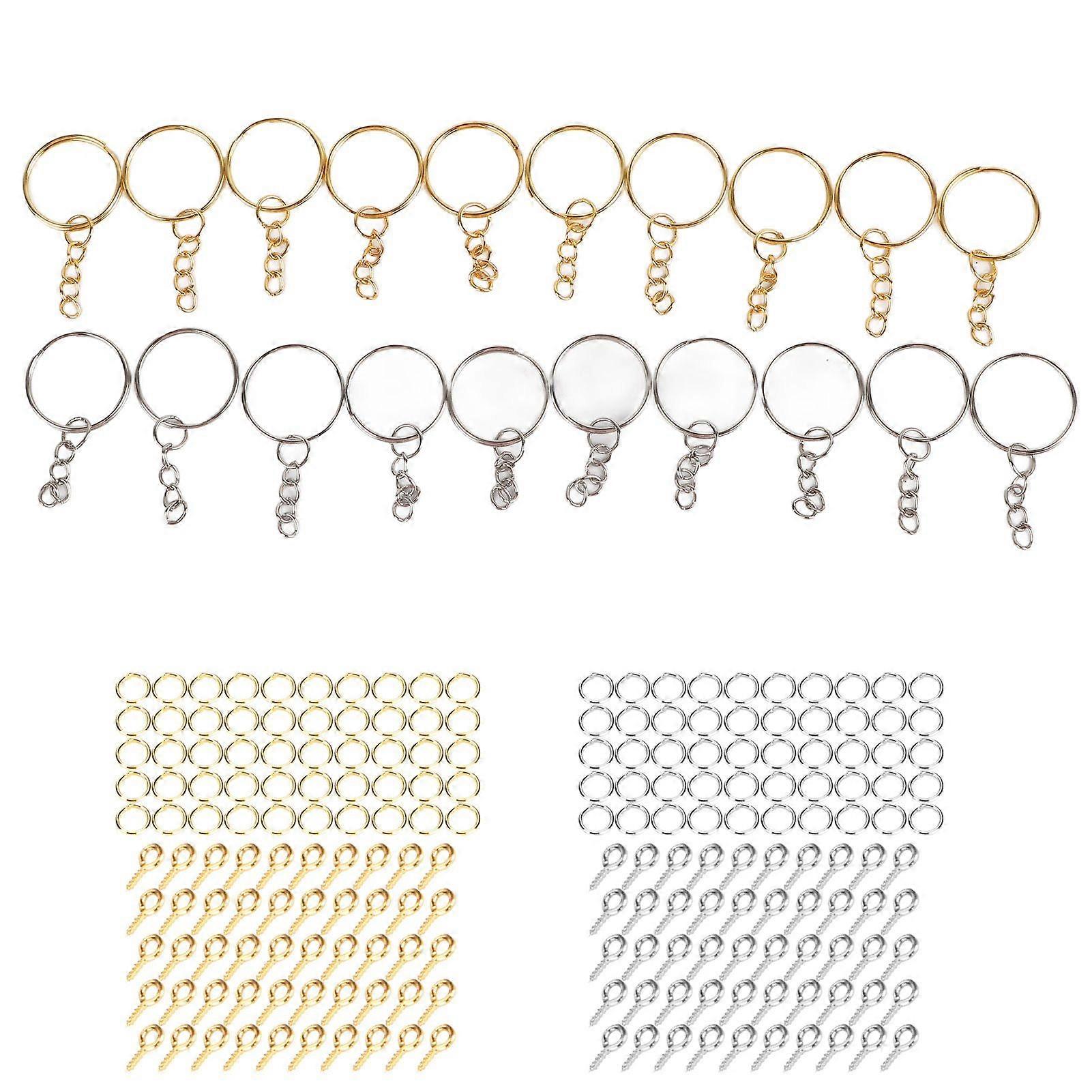 220Pcs Split Keychain Rings DIY Letters Numbers Pendant Eye Pins for Craft Decoration