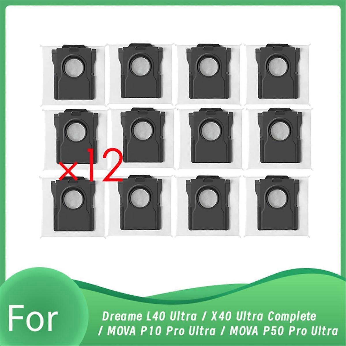 12 Pcs Dust Bags for L40 Ultra / X40 Ultra Complete / P10 Pro Ultra / P50 Pro Ultra Robot Vacuum