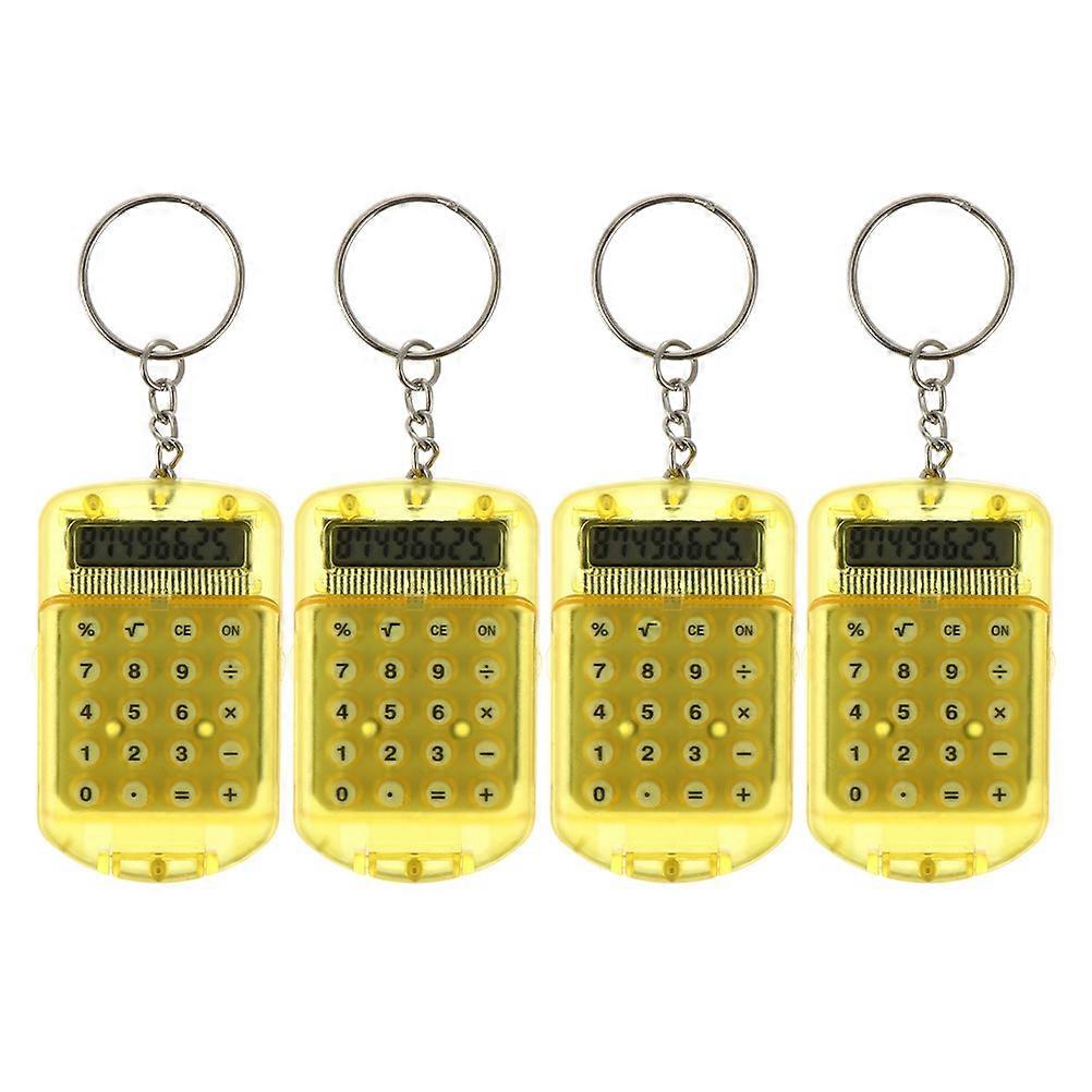 Mini Calculator Key Ring Portable Basic Calculator For Home Use 10.50X4.00X1.00CM Abs Material Calculation Four Arithmetic Operations 4Pcs