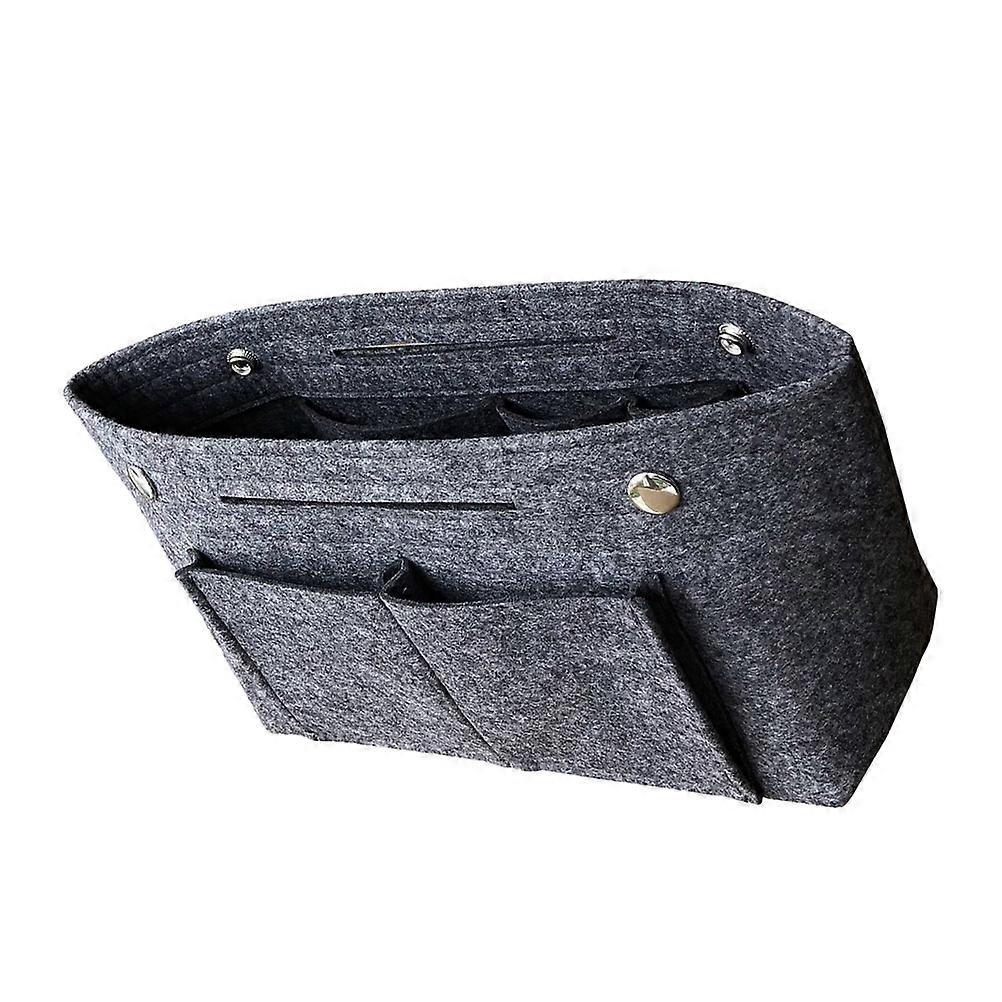Simple Design Felt Storage Bag Portable Cosmetics Bag Dark Grey 24x9x16cm 1Pack