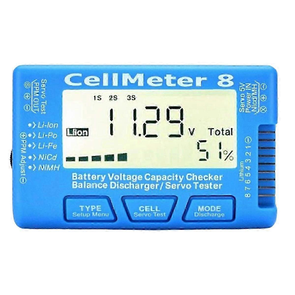 RC CellMeter8 1S-8S Battery Capacity Voltage Test Meter for LiPo Li- NiMH Meter